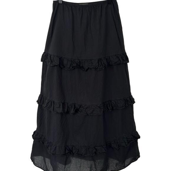Stark X Dresses & Skirts - STARK X Solid Black Tiered Ruffle Long Maxi Skirt S